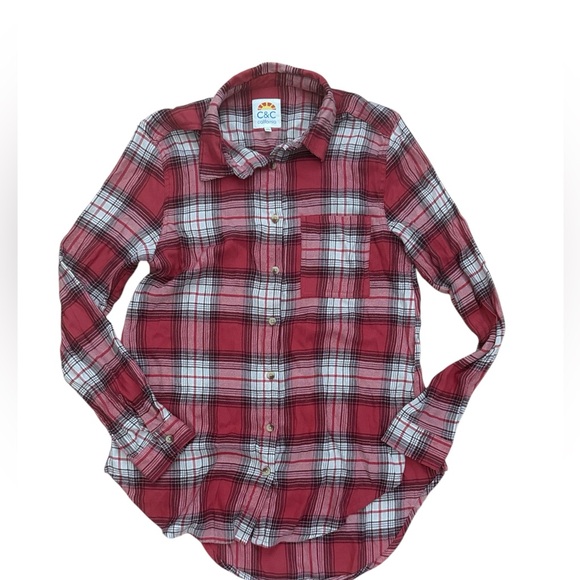 C&C California women’s flannel plaid shirt long sleeve soft lightweight size‎ M - Picture 1 of 6
